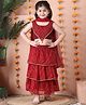 NEUDIS Georgette Sleeveless Bandhani Printed & Lace Embellished Lehenga Choli With Dupatta Set - Maroon