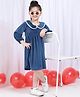 NEUDIS Velvet Full Sleeves Lace Embellished Dress - Blue