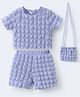 Mark & Mia Half Sleeves Textured Top & Shorts Set with Sling - Lavender