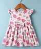 Teddy Sinker Knit Frill Sleeves Frock With Strawberry Print - Pink