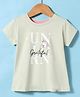 Teddy Sinker Knit Half Sleeves T-Shirt With Unicorn Print - Mint