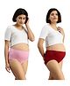 Morph Cotton Pack Of 2 Solid High Rise Pre Pregnancy Panties - Light Pink & Maroon