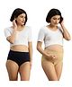 Morph Cotton Pack Of 2 Solid High Rise Pre Pregnancy Panties - Navy Blue & Skin