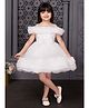 M'PRINCESS Sleeveless Floral & Bow Applique Stone Embellished Ruffle Detailed Dress - White