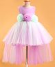 M'PRINCESS Sleeveless Floral Applique Beads Embellished Layered Gown - Lavender