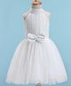 M'PRINCESS Sleeveless Bow Applique Braid Detailed Shimmered Dress - White