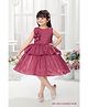 M'PRINCESS Sleeveless Floral Applique Beads Embellished Layered Dress - Cherry Pink