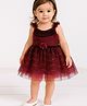 M'PRINCESS Sleeveless Floral Applique Stone Embellished Dress - Maroon
