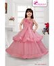 M'PRINCESS Sleeveless Floral Applique Ruffle Detailed Layered Full Length Gown - Cherry Pink