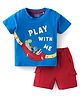 Babyhug Disney Single Jersey Knit Half Sleeves Dino Print T-Shirt & Shorts Set - Red & Blue