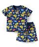 Babyhug Single Jersey Knit Half Sleeves T-Shirt & Shorts Set With Dino Print - Navy Blue