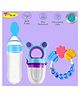 Joy Buzz Silicone Food Feeder Nibbler & Rattle Teether Combo - Multicolor