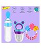 Joy Buzz Silicone Food Feeder Nibbler & Rattle Teether Combo - Multicolor