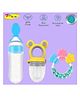 Joy Buzz Silicone Food Feeder Nibbler & Rattle Teether Combo - Multicolor