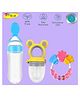 Joy Buzz Silicone Food Feeder Nibbler & Rattle Teether Combo Pack Of 2- Multicolor