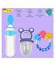 Joy Buzz Silicone Food Feeder Nibbler & Rattle Teether Combo - Multicolor