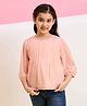Stylo Bug Three Fourth Puffed Sleeves Solid Pleated Top - Pink