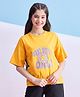 Stylo Bug Cotton Blend Half Sleeves Good Vibes Only Text Printed Tee - Yellow