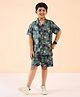StyloBug Rayon Half Sleeves Abstract Printed Coordinating Shirt & Shorts Set - Green