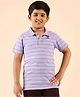 Stylo Bug Cotton Blend Half Sleeves Striped Polo Tee - Lavender
