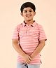 Stylo Bug Cotton Blend Striped Polo Tee - Pink