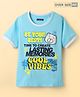 Pine Kids Cotton Knit Half Sleeves T-Shirt with Text Print - Turquoise