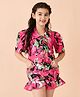 Stylo Bug Cotton Half Sleeves Floral Printed Coordinating Top & Shorts Set - Pink