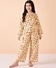 Stylo Bug Viscose Rayon Woven Full Sleeves Floral & Cup Cakes Printed Coordinating Night Suit Set - Yellow