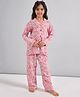 Stylo Bug Viscose Rayon Woven Full Sleeves Cats & Typography Printed Coordinating Night Suit Set - Pink