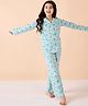 Stylo Bug Viscose Rayon Woven Full Sleeves Sea Life Printed Coordinating Shirt & Pajama Set - Blue