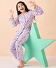 Stylo Bug Viscose Rayon Woven Full Sleeves Bunnies & Floral Printed Coordinating Shirt & Pajama Set - Purple