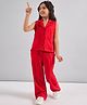 Stylo Bug Rayon Sleeveless Solid Coordinating Top & Pant Set - Red