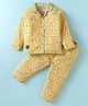 Enfance Core Cotton Woven Full Sleeves Car Printed Coordinating Night Suit Set - Yellow