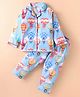 Enfance Core Cotton Woven Full Sleeves Hot Air Balloon Printed Coordinating Night Suit Set - Sky Blue
