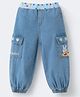 Mark & Mia Full Length Washed Jeans with Polka Dots Print & Bunny Embroidery - Light Blue