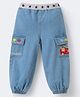 Mark & Mia Full Length Washed Jeans with Polka Dots Print & Bunny Embroidery - Blue