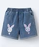 Mark & Mia Washed Shorts with Bunny & Hearts Embroidery - Blue