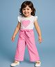 Mark & Mia Frill Sleeves Jumpsuit with Polka Dots & Hearts Print - Pink & White