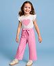 Mark & Mia Frill Sleeves Jumpsuit with Polka Dots & Hearts Print - Pink & White