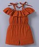 Mark & Mia Cotton Singlet Sleeves Jumpsuit with Frill Detailing - Brown