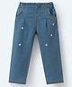 Mark & Mia Full Length Washed Jeans with Floral Embroidery - Blue