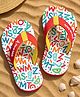 Pine Kids Slip On Flip Flops with Text Print - White & Red