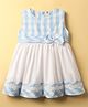 ToffyHouse Cotton Woven Half Sleeves Frock with Checks & Bow Applique - Light Blue