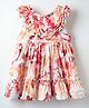 ToffyHouse Cotton Woven Sleeveless Printed Frock With Frill Detailing - Multicolor