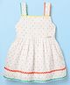 ToffyHouse Cotton Woven Sleeveless Frock with Lace Detailing & Design - White