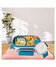 PddFalcon Lunch Mate Stainless Steel Lunch Box with 1 Small Stainless Steel Lid Container, Food Grade BPA Free, Containers with Air Tight and Leak Proof Lids, Clip Lock, Compact Sleek Tiffin Box - 930ml Turkish Blue