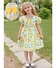 Mark & Mia Half Puffed Sleeves Frock with Heart Print & Bow Detailing at the Back - Yellow