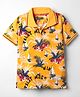 Pine Kids Cotton Knit Half Sleeves Polo T-Shirt With Beach Print - Yellow