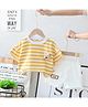 Googo Gaaga Cotton Single Jersey Knit Half Sleeves Animal Applique Detailed & Striped Tee Shorts Set - Yellow