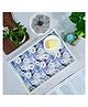 CRAFTSLANE Handmade Wooden Serving Tray | Fancy Serving Tray for Snacks, Tea, Kitchen, Coffee Table, Dining| Decorative Serving Tray with Handle| Rectangular Wooden Tray | White Petal Splendor 15x10 inch